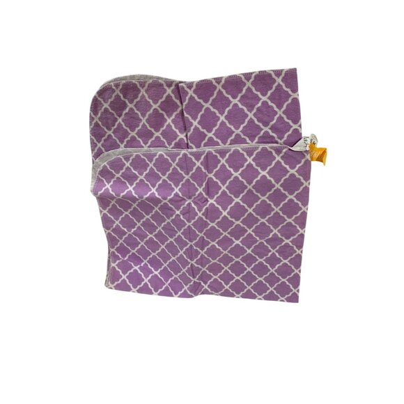 Banana Fish Purple White Receiving Baby Blanket Geometric 28x28 in - Picture 2 of 3